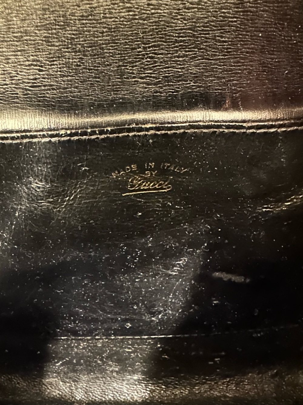 Gucci Black Leather Shoulder Bag with Gold Accents - Picture 10 of 13